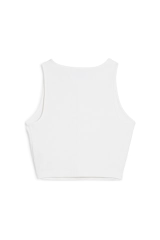 Puma Wardrobe Ess Ribbed Crop Top Kadın T-shirt Beyaz
