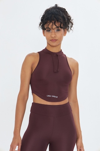 Lesa Wear Soft Touch Bedene Oturan İp Detaylı Sporcu Crop Sütyeni Kahverengi