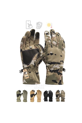 Lenscape Su Geçirmez Softshell Multicam Motosiklet Taktik Askeri Spor Kışlık Kar Balıkçı Eldiveni