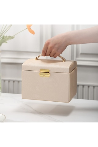 Şık Tasarımlı Çok Gözlü Deri Kilitli Takı Ve Mücevher Kutusu