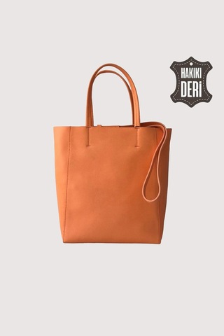 Hakiki Deri Kadın El Çantası Turuncu Smr8751 Turuncu