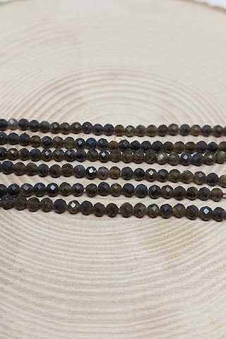Golden & Siyah Obsidyen Taşı Dizi 2,5mm