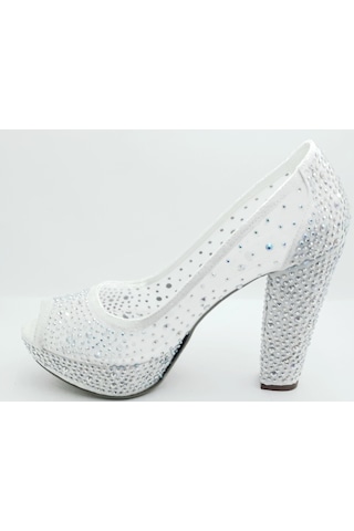 Punto 586398 Sedef Kadın Taşlı Abiye 13 Cm Topuklu  Ayakkabı