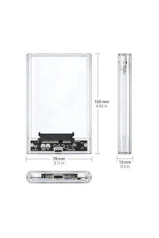 Lexroo Type-c 2.5" Şeffaf Hdd/ssd Harici Disk Kutusu Type-c 3.0 Ed-01