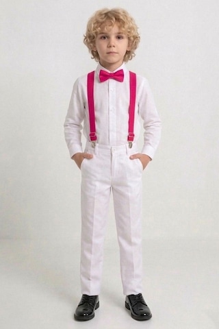 Mnk Baby & Kids Beyaz Pantolon Gömlekli Erkek Çocuk Takım M00809 Fuşya