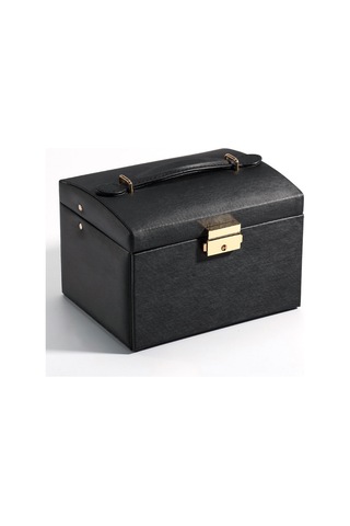 Sones Basit Taşınabilir Mücevher Kutusu Küpe Yüzük Saklama Konsolidasyon Kutusu Çekmeceli, Boyut: 17,5 X 14 X 13 Cm Siyah