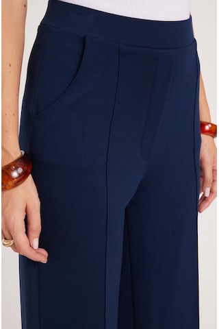 Tudors Kadın Relax Fit Rahat Kesim Modal Kumaş Yüksel Bel Geniş Paça Lacivert Pantolon-39594 Lacivert