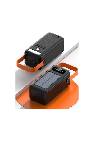 80.000 Mah Solar Powerbank Güneş Enerjili Taşınabilir Şarj Cihazı Hızlı Şarj & Çoklu Çıkış Siyah