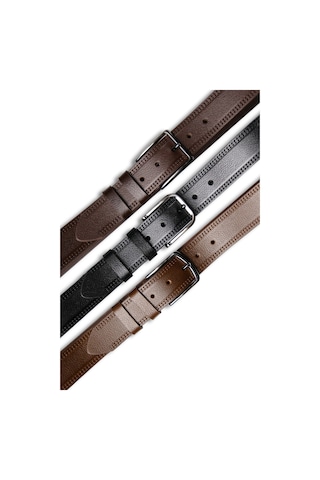 Mft Leather Hakiki Deri Erkek Kemer Çift Dikişli, 4cm, Kahve 8791 Kahve