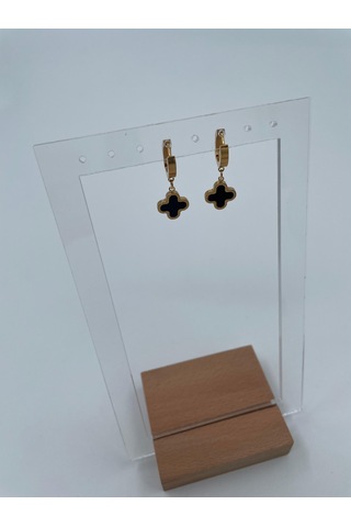 Xbaby Siyah Dolgulu Yonca Gold Küpe Çok Renkli