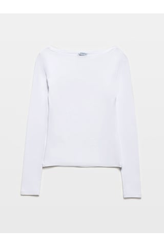 Dilvin Kayık Yaka Yarım Kollu Top 101a31332 Beyaz
