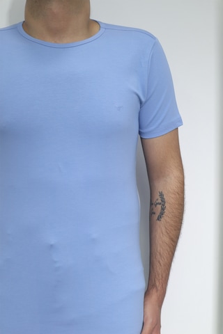 Santa Dmctekstil Erkek Düz Spor Kesim Dar Kalıp Bisiklet Yaka Basic T-shirt Mavi