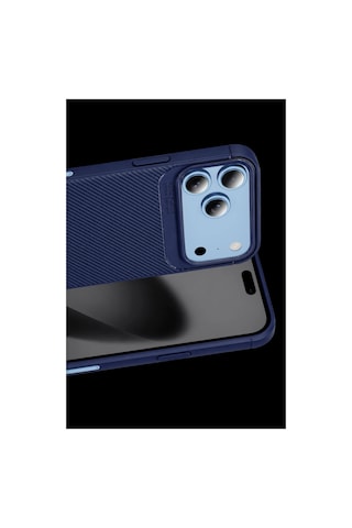 Newface Apple iPhone Uyumlu 18 Pro Auto Focus Karbon Kapak - Lacivert Düz Renkli