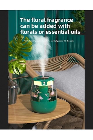 Mighty Yeşil Büyük Kapasiteli 1.3 Lt Usb Ultrasonik Ofis Oda Ve Araba Hava Nemlendirici Buhar Makinesi Aroma Difizörü Çift Püskürtme