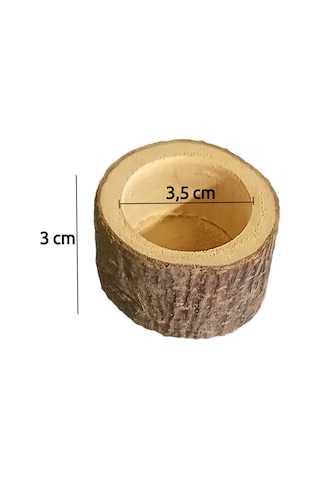 Doğal Kütük Hamster Yemliği - Mini Kemirgen Yem Kabı 3,5 Cm