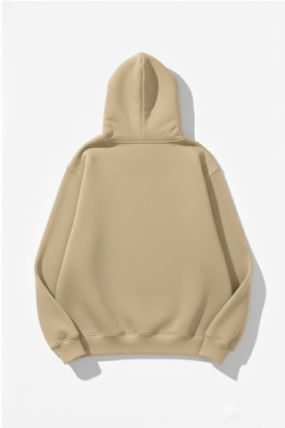 Uyguntarz Unisex Yumuşak Dokulu Anne Oluyorsun Baskılı Tasarım Oversize 3 İplik Hoodie Sweatshirt Bej