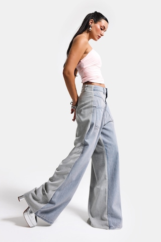 it's basic Kadın Gri Kot 2s6-89 Mega Baggy Çift Parça Önden Cepli Tasarım Denim Jean