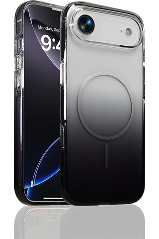 Apple Uyumlu iPhone 17 Air Kılıf M-safe Şarj Özellikli Zore Septik Silikon Kapak Siyah