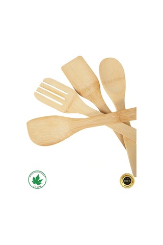 4'lü Tahta Yemek Gereçleri - 4 Boy Tahta Kaşık - Tahta Kaşık 28 Cm.-28 Cm.-32cm. Kahverengi