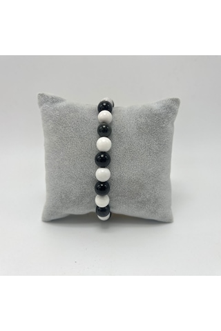 Sertifikalı Havlit Obsidyen Doğal Taş Misinalı Bileklik 8mm Çok Renkli