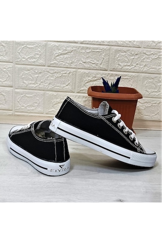 Fiyra 554 Siyah-Beyaz Kısa Unisex Sneaker Keten Spor Ayakkabı 001