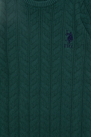 U.S. Polo Assn. Erkek Çocuk Koyu Yeşil Basic Bisiklet Yaka Kazak 50293551-VR079
