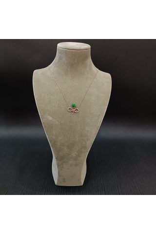925 Ayar Gümüş Sonsuzluk Tema Yeşil Gül Modelli Harika Tasarım Altın Kaplama Kolye Gümüş