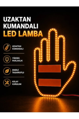 Northcity 176 Led El İşareti Işığı - Araç Camına Uzaktan Kumandalı Güvenlik Işığı Amber