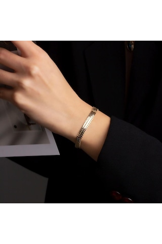 Altın Yassı Bileklik BL0057 Sarı Altın