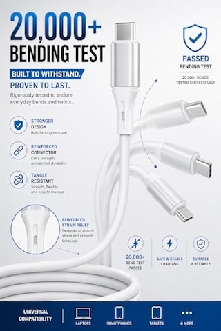 Usb A-type C Şarj Kablosu, 3.1a Hızlı Şarj, Beyaz/gümüş Metal, Remorax Wahoo 1ad X 1metre Beyaz Diğer