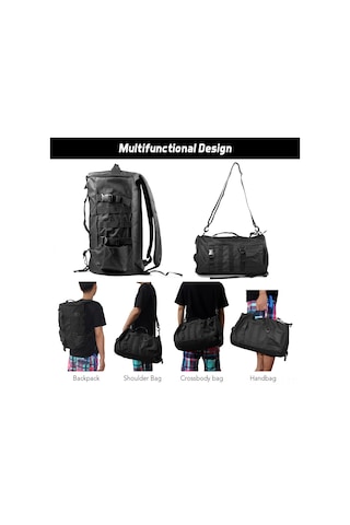 Jeehugo Süper Kapasiteli Poliester Balıkçılık Sırt Çantası - Çok Yönlü Taşıma Seçenekleriyle Siyah, Olta Ve Aletlerinizi Düzenleyin