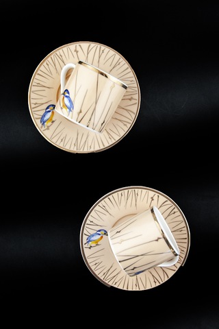 Sedge Altın Yaldızlı İki Kişilik Kahve Fincan Takımı Sarı