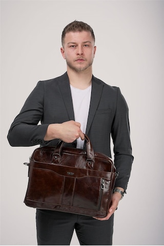 Ççs 71470 Hakiki Deri Evrak Çantası Kahve