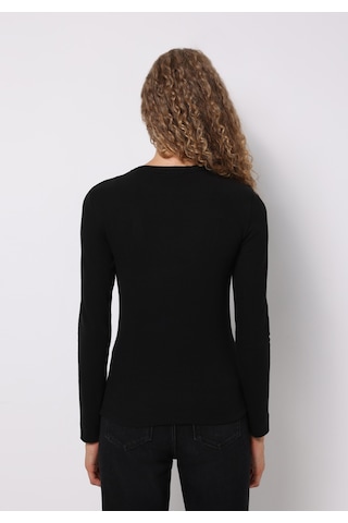 Colins Slim Fit Yuvarlak Yaka Düz Kadın Siyah Uzun Kol Tişört Cl1072550 Q1.v1 Blk SIYAH
