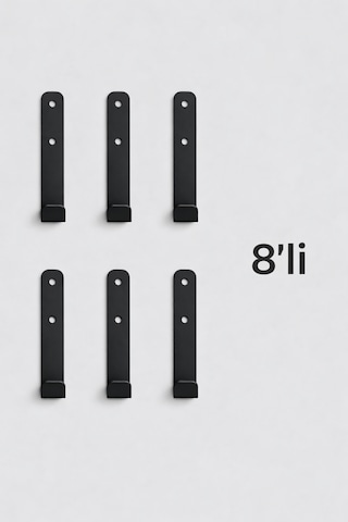 Metal Duvar Askısı - Tekli - 8 Adet Siyah