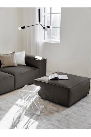 Most Mollis Kare Puf Silinebilir 41 Koyu Antrasit Keten Kumaş Yum