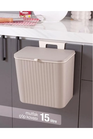 Origa 15 Lt Mutfak Tezgah Üstü Ve Dolap Askılı Çöp Kovası Latte