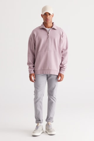 AC&Co / Altınyıldız Classics Erkek Gul Kurusu Oversize Bol Kesim Bato Yaka Pamuklu Sweatshirt Gül Kurusu