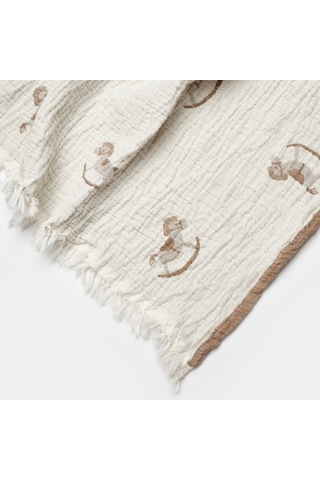 Biorganic Little Horse Müslin Battaniye 90x90 Cm 64737 Ekru