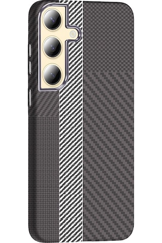 Mobilefix Galaxy Uyumlu S24 Kılıf M-safe Şarj Özellikli Karbon Fiber Görünümlü Gros Kapak - D Desert Titanyum