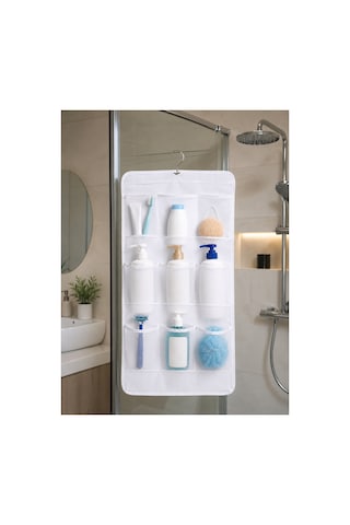 8 Cepli Askılı File Duş Ve Banyo Düzenleyici Asılabilir Pratik Organizer Beyaz