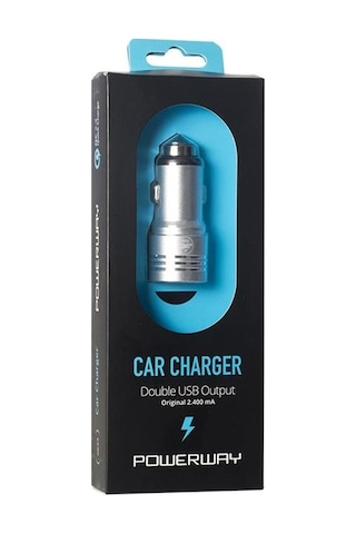 Powerway X-633 Çift Usb Li 3.1 Amper Metal Çakmaklık Araç Şarj Cihazı Standart