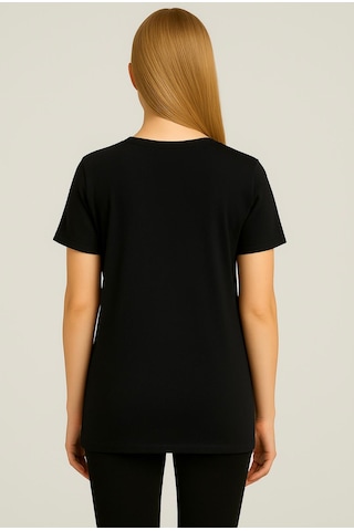 Axxel Kadın Siyah Kısa Kollu Oversize T-shirt-d804-k Siyah