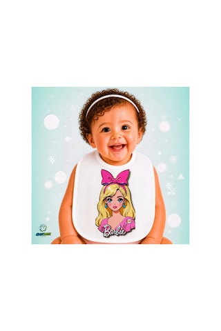 Barbie Keten Bebek Mama Önlüğü Yumuşak - Emici - Yıkanabilir - Özel Tasarım P008 Çok Renkli