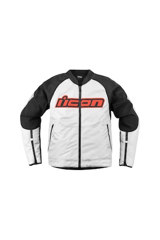 Icon Overlord 3 Korumalı Motosiklet Montu Siyah Beyaz