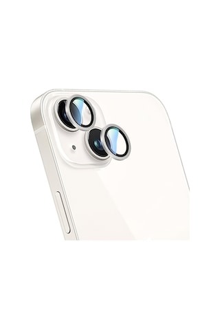 Apple Uyumlu iPhone 14 Plus Caseworld Alloy Serisi Oleofobik Anti Reflective Kamera Lens Koruyucu Gümüş