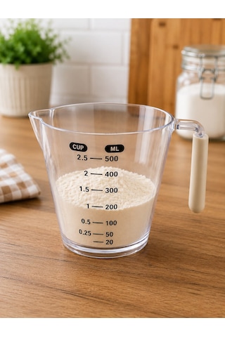 500 Ml Ölçü Kabı Ölçekli Şeffaf Dereceli Mutfak Ölçü Bardağı Cup Ve Ml Ölçülü Kulplu Çok Renkli