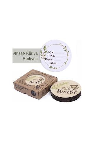 Safari Ahşap Bebek Anı Diskleri İngilizce Fotoğraf Çekim Kartları