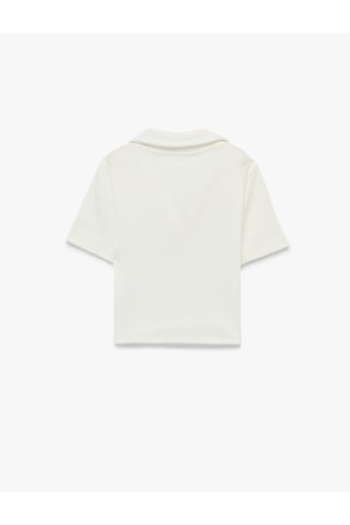 Koton Pamuklu Kısa Kollu Basic Polo Yaka Tişört Ekru 6skg10564ak