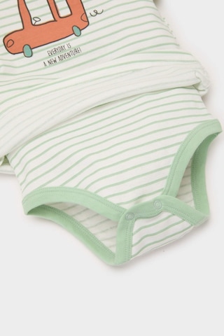 DeFacto Erkek Bebek Yenidoğan Bisiklet Yaka Araç Baskılı Uzun Kollu Çıtçıtlı Body E2456A525SPER105 Ekru